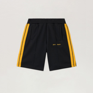 Palm Angels Brand Black-Yellow Shorts